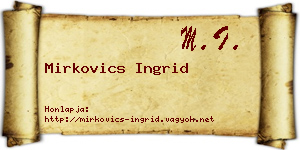 Mirkovics Ingrid névjegykártya